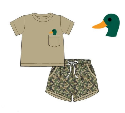 MOQ 5 PCS preorder BSSO1686 Duck Pocket Short-Sleeve Camo Shorts Boys Sets 202511