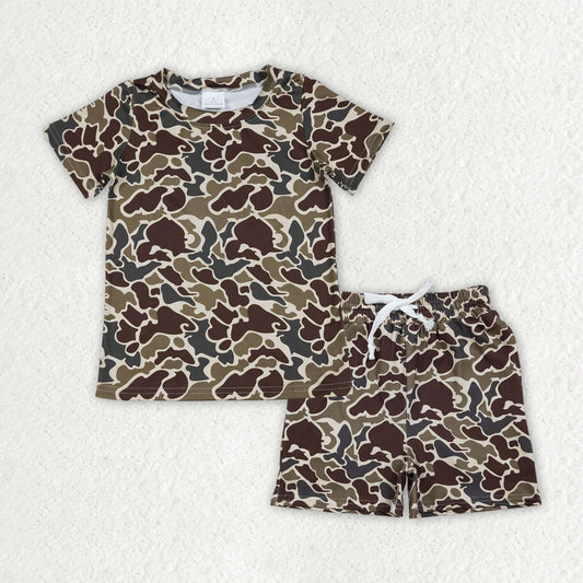 BSSO1903 Brown Camouflage Short Sleeve Shorts Boys Sets 202601 RTS