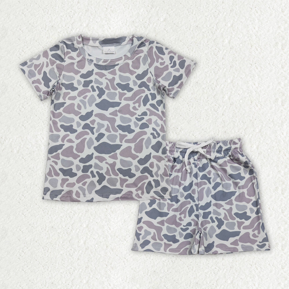 BSSO1908 Gray Blue Camouflage Short Sleeve Shorts Boys Sets 202602 RTS