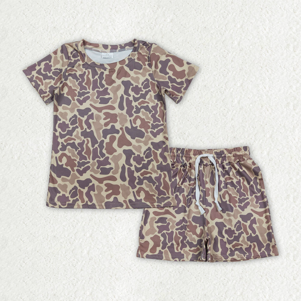 BSSO1910 Brown Camouflage Short Sleeve Shorts Boys Sets 202603 RTS