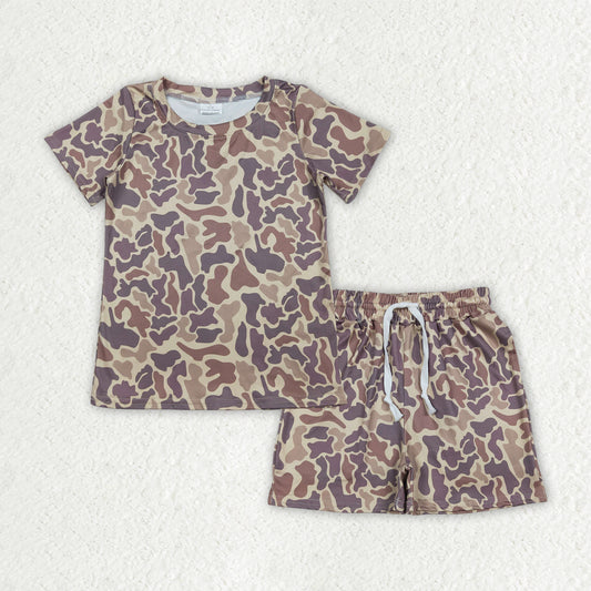 BSSO1910 Brown Camouflage Short Sleeve Shorts Boys Sets 202603 RTS