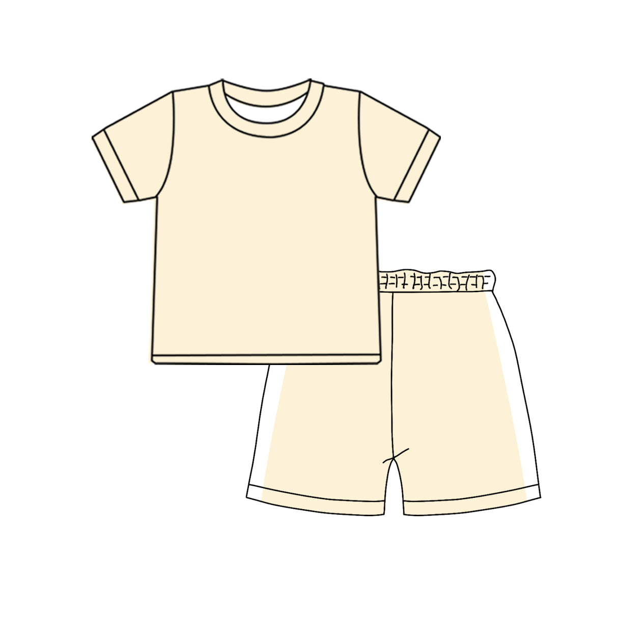 MOQ 5 PCS preorder BSSO1926 Beige White Patchwork Short Sleeve Shorts Boys Sets 202601