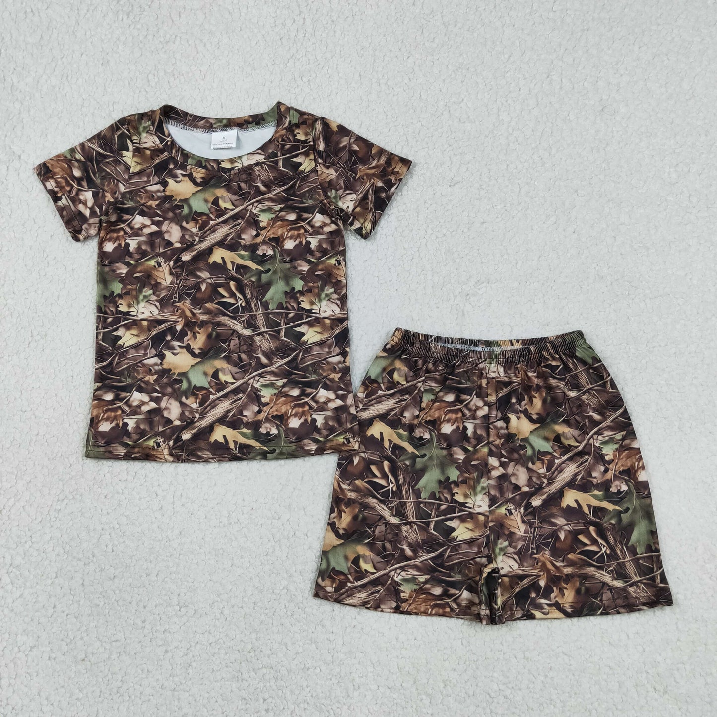 BSSO1929 Branches Leaves Brown Short Sleeve Shorts Boys Sets 202605 RTS