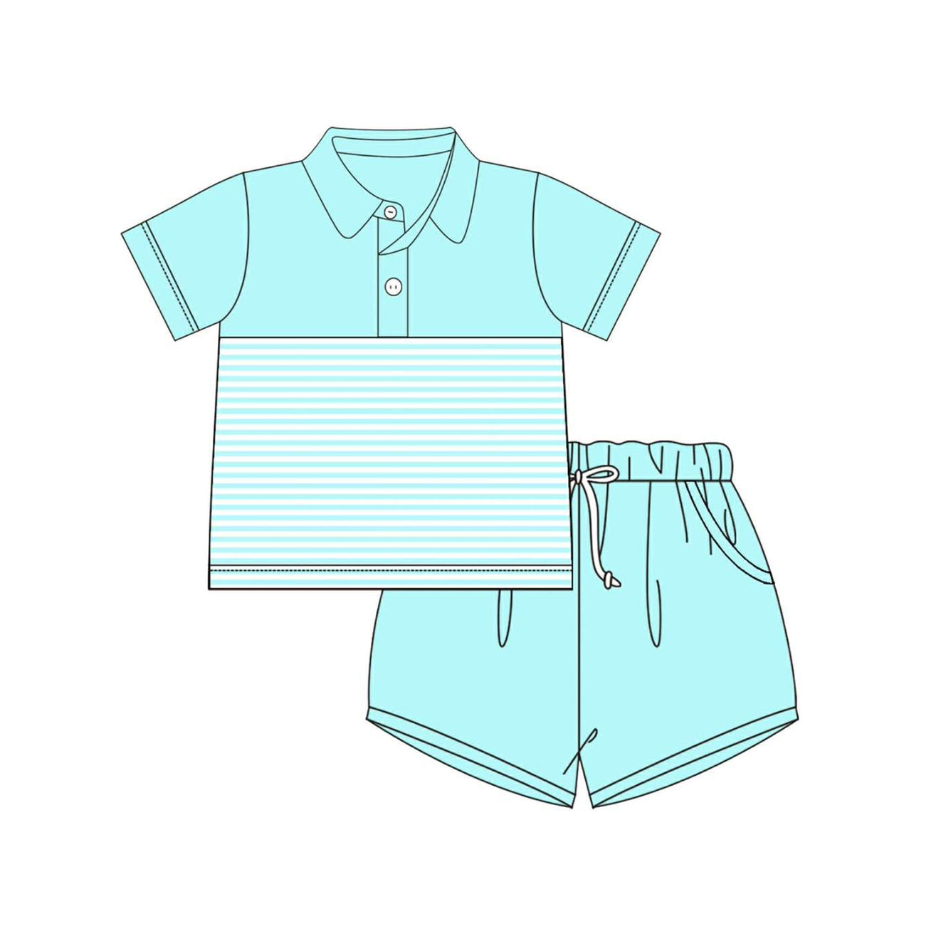MOQ 5 PCS preorder BSSO1983 Blue Green Polo Short Sleeve Shorts Boys Sets 202603