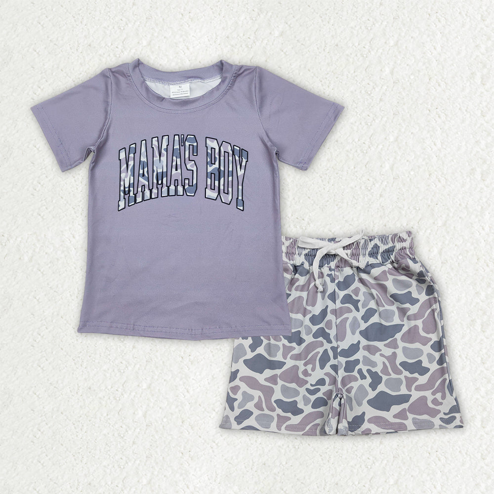 BSSO1990 MAMA'S BOY Camouflage Gray Short Sleeve Shorts Boys Sets 202603 RTS
