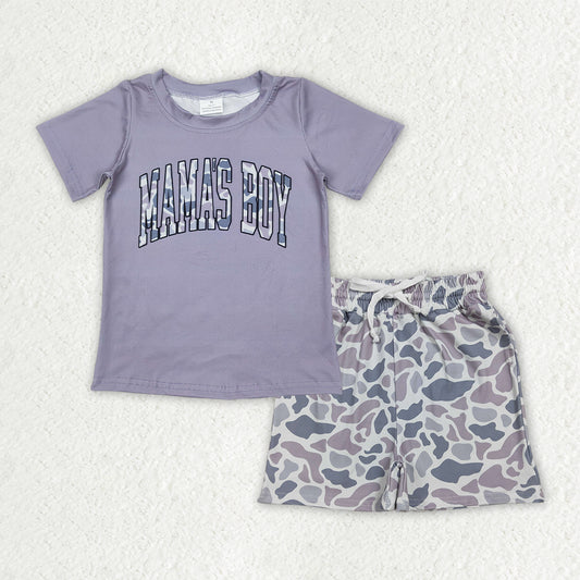 BSSO1990 MAMA'S BOY Camouflage Gray Short Sleeve Shorts Boys Sets 202603 RTS