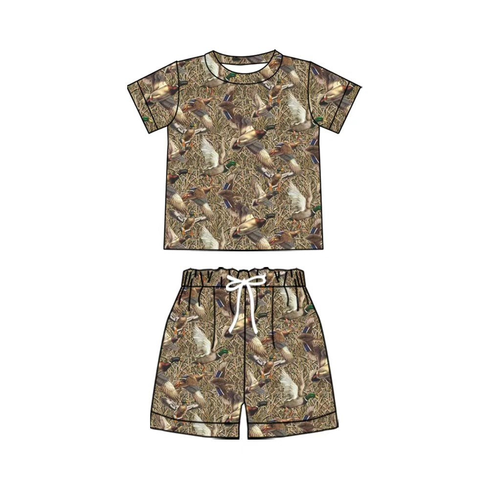 MOQ 5 PCS preorder BSSO2009 Duck Hunting Withered Grass Short Sleeve Shorts Boys Sets 202603