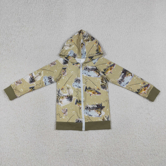 BT0346 Fishing Green Zipper Hooded Long Sleeve Boys Top Jacket 202604 RTS