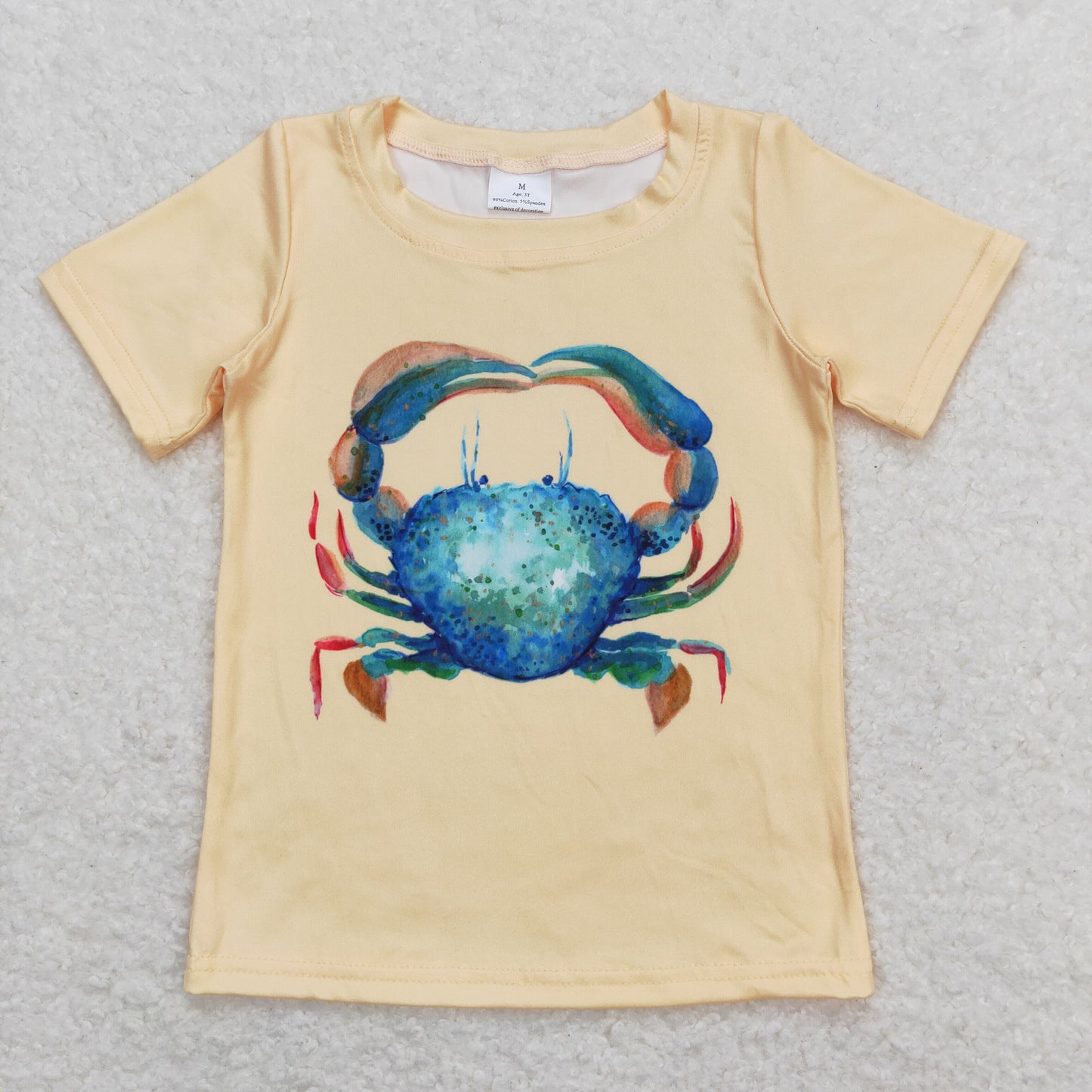 BT0612 Crab Pattern Yellow Short Sleeve Top Boys Shirts RTS 202509
