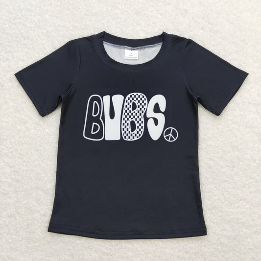 BT0617 BUBS Letter Black Short Sleeve Top Shirts Boys Boutique Outfits 20240410 RTS