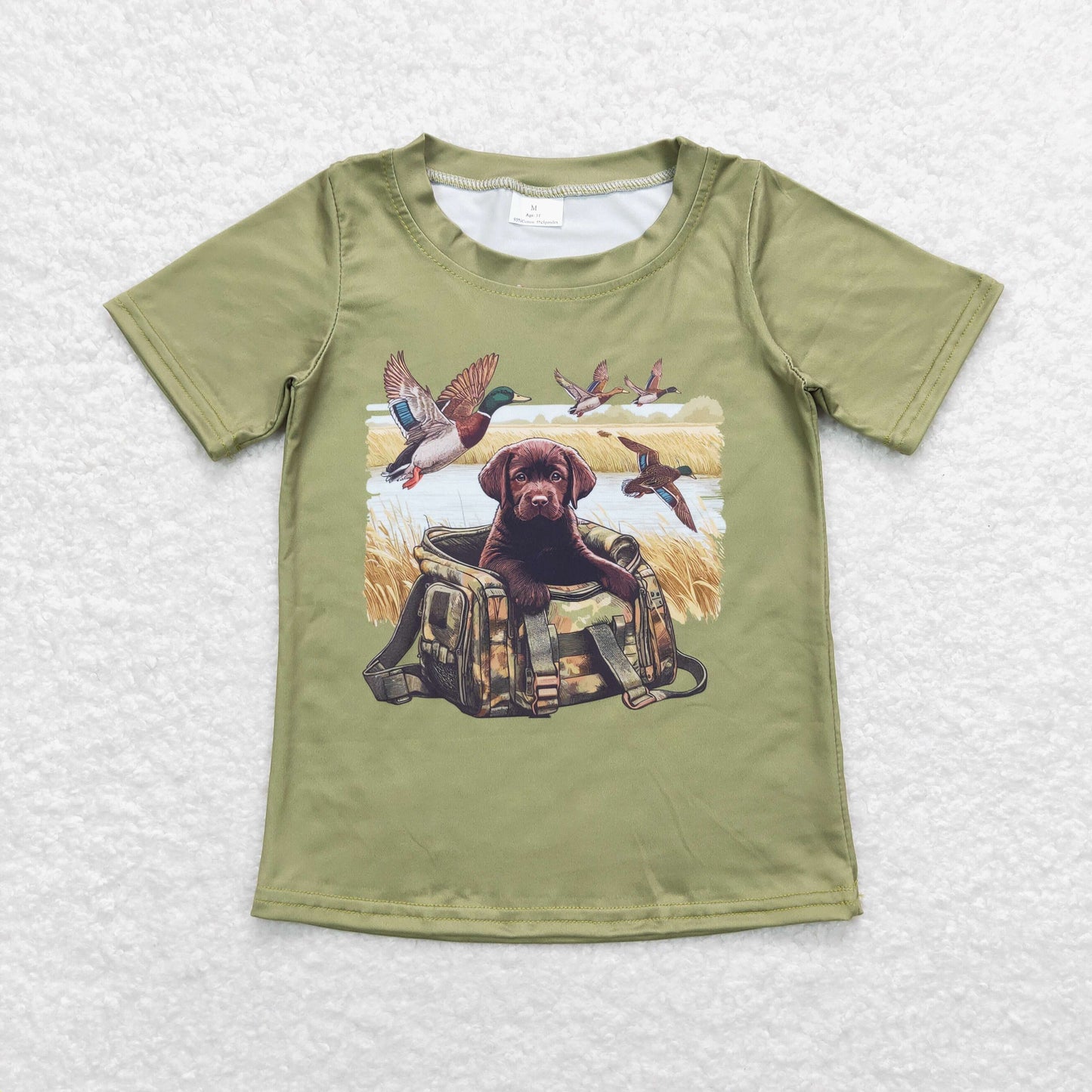 BT0637 Boys Duck Camouflage Pack Puppy Green Short Sleeve Top 20240408 RTS