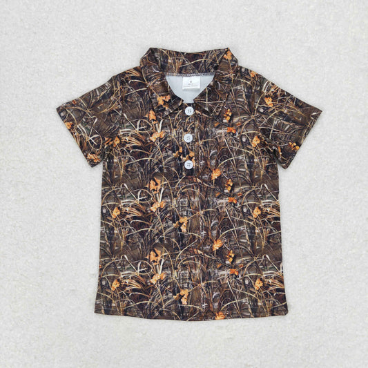BT0639 Leaf grass camo short sleeve top high quality kids clothing 10 to 12 years boy