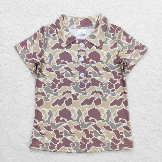 BT0640 Brown Green Camouflaged Polo Short Sleeve Boys Top RTS 202508