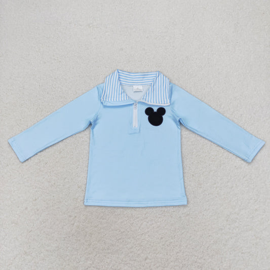 BT0708 Mickey blue zip-up long-sleeved top