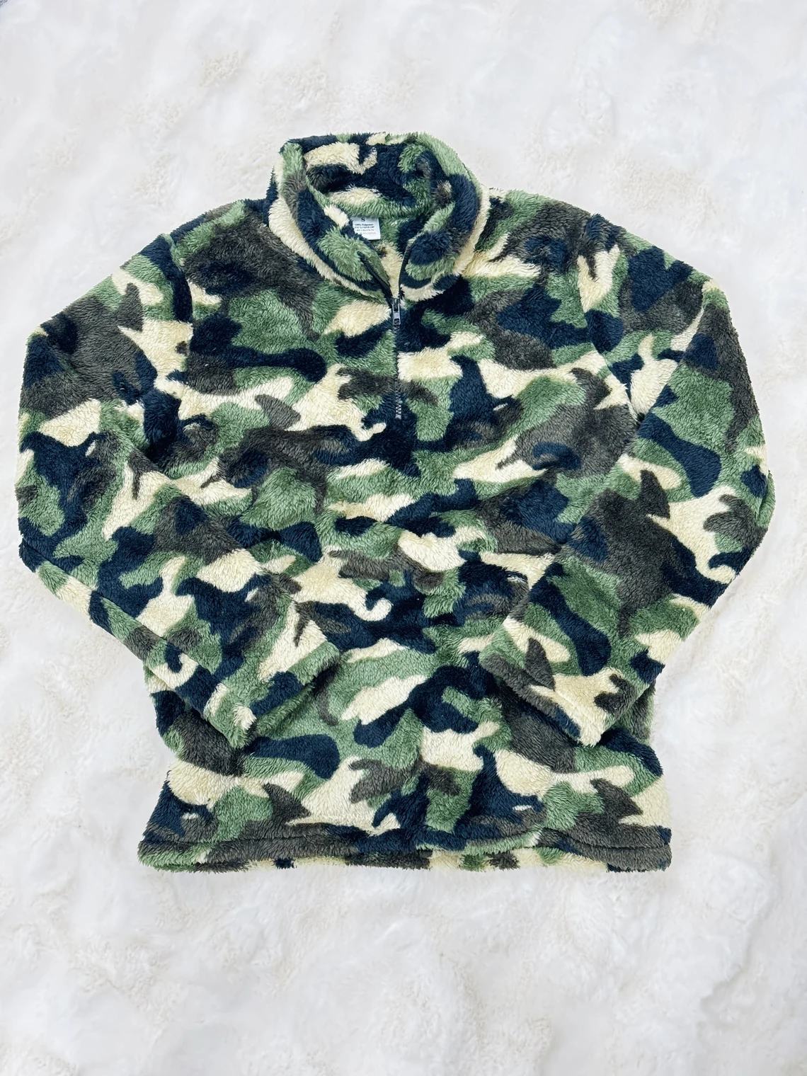 Preorder BT0737 Camouflage rice green zipper fleece jacket long sleeve top