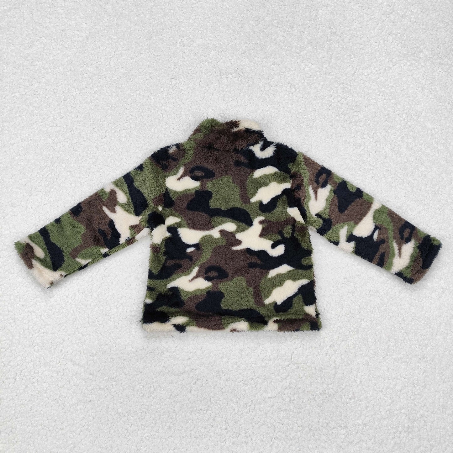 BT0737 Camouflage Rice Green Zipper Fleece Jacket Long Sleeve Boys Top RTS 202509