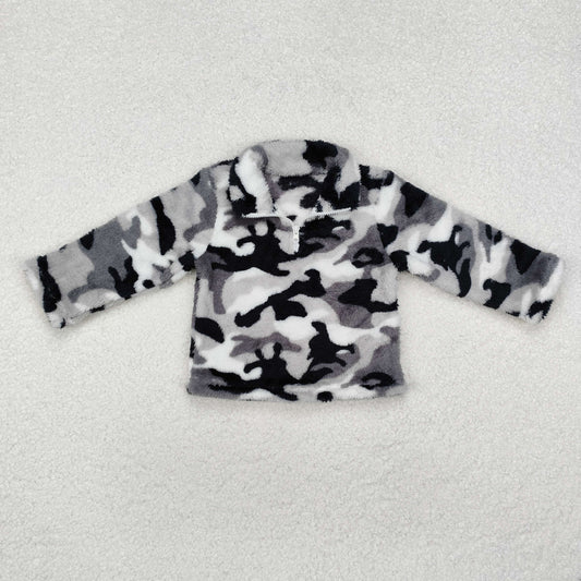 BT0744 Camo Zipper Plush Long Sleeve Boys Coat  RTS 202509