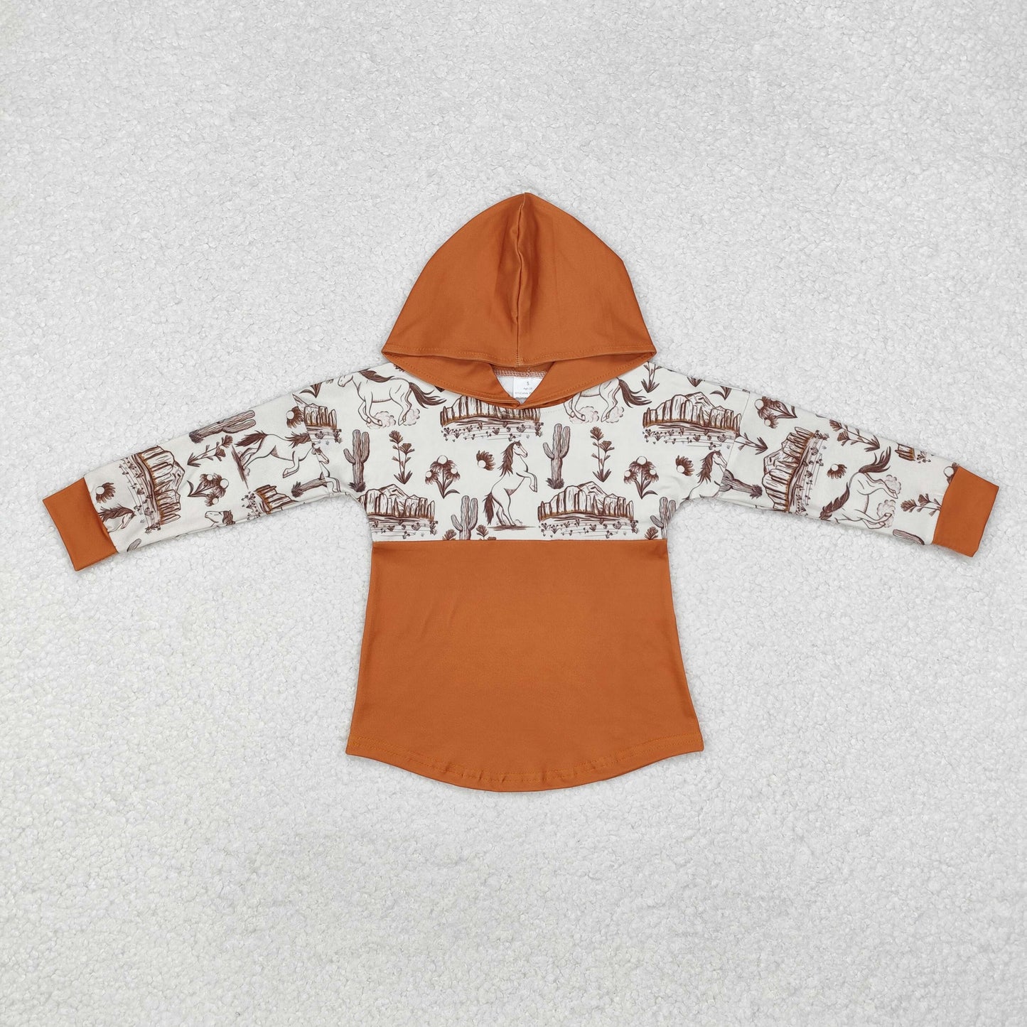 BT0750 Cowboy Cactus Orange Hooded Long-Sleeved Boys Top No MOQ RTS 202509
