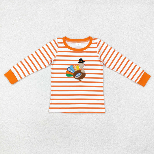 BT0816 Embroidered hat Turkey orange striped long-sleeved top