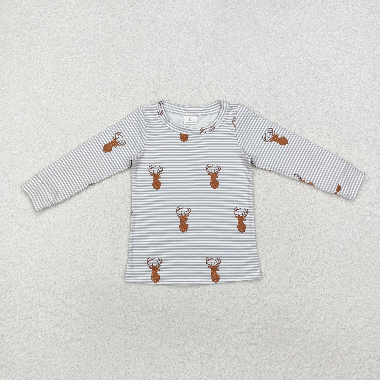 BT0854 Antler Gray Stripe Long-Sleeved Boys Top RTS 202509