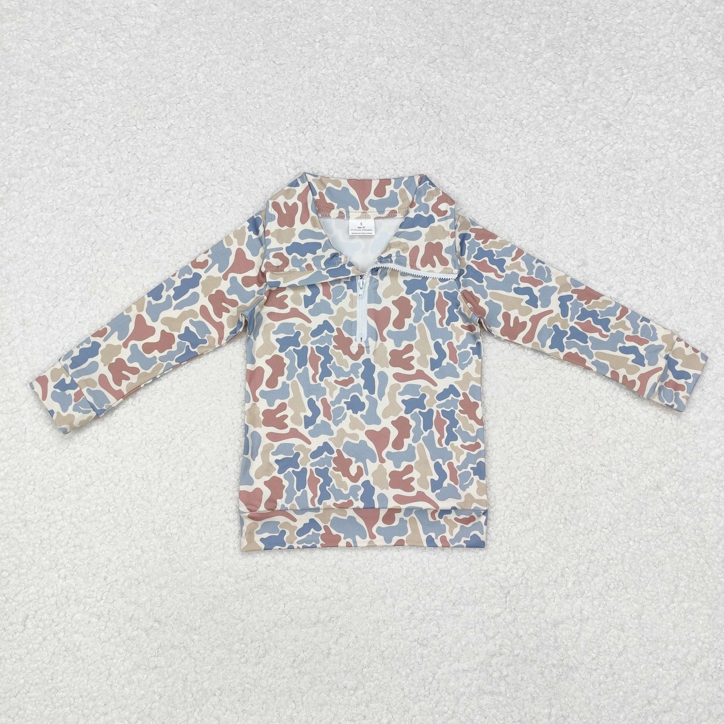 BT0870 Brown, Green and Blue Camouflage Zip-up Long-Sleeved Boys Top RTS 202509