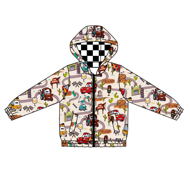 Preorder BT0889 cars Cartoon Small car hooded zipper long sleeve top High quality