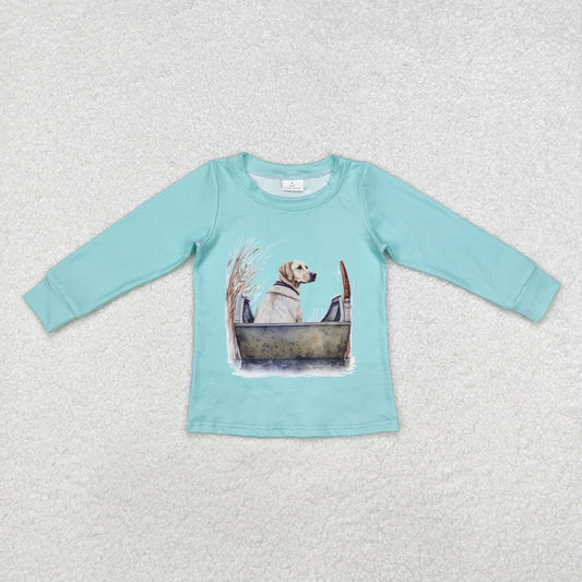BT0896 Puppy Gun Teal Long-Sleeved Boys Top RTS 202509