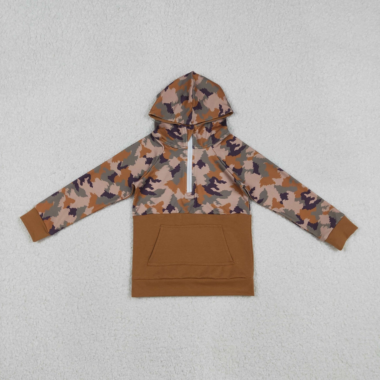 BT0912 Camouflage brown zip-up pocket hooded long-sleeved top 202512 RTS