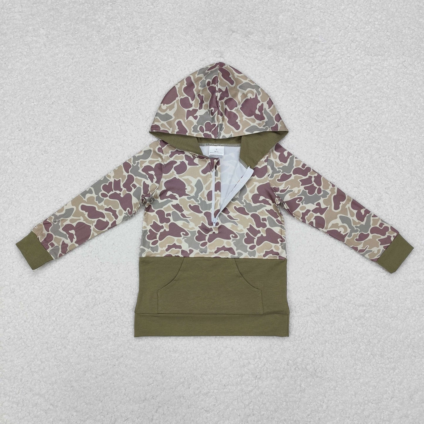 BT0913 Camouflage Zipper Pocket Hooded Long-Sleeved Boys Top RTS 202509
