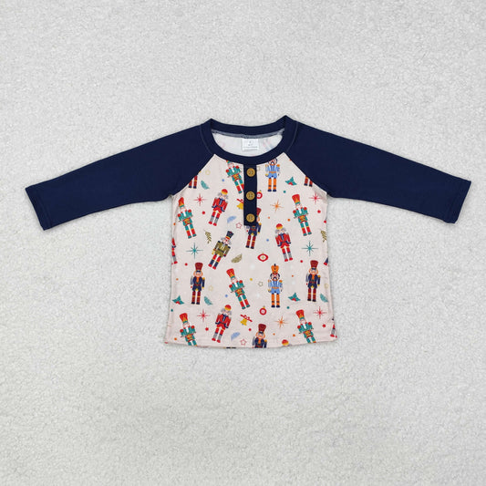 BT0915 Chriostmas Nutcracker Navy Long-Sleeved Boys Top RTS 202509