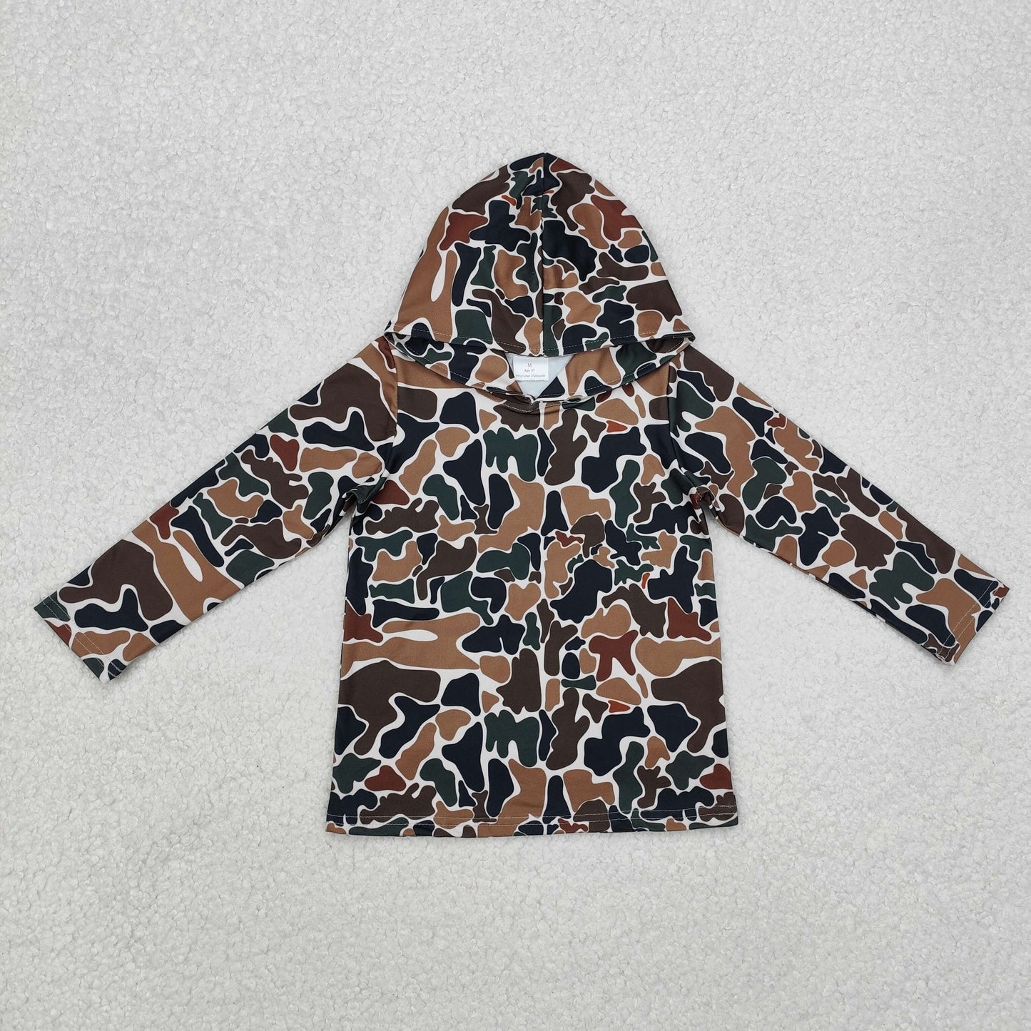 BT0921 Mardi Gras outfit Brown camo Hoodie Zipper Long Sleeve top RTS 202412