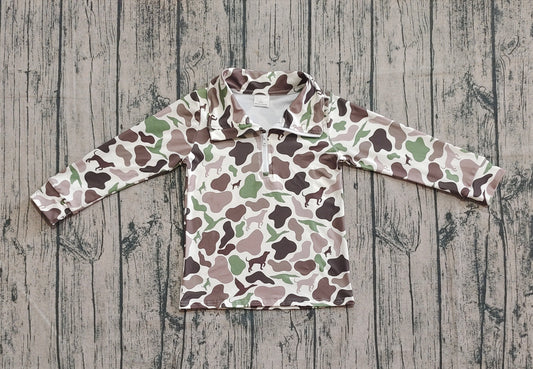 BT0955 Puppy Duck Hunting Camo Zipper Long-Sleeved Boys T-Shirt 202509 RTS