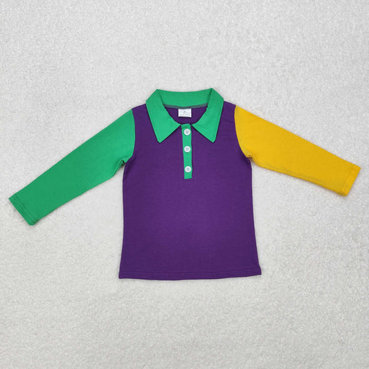 BT0997 Mardi Gras BOY Boutique Long sleeve Stand-up T-shirts Boy boutique outfits RTS202412