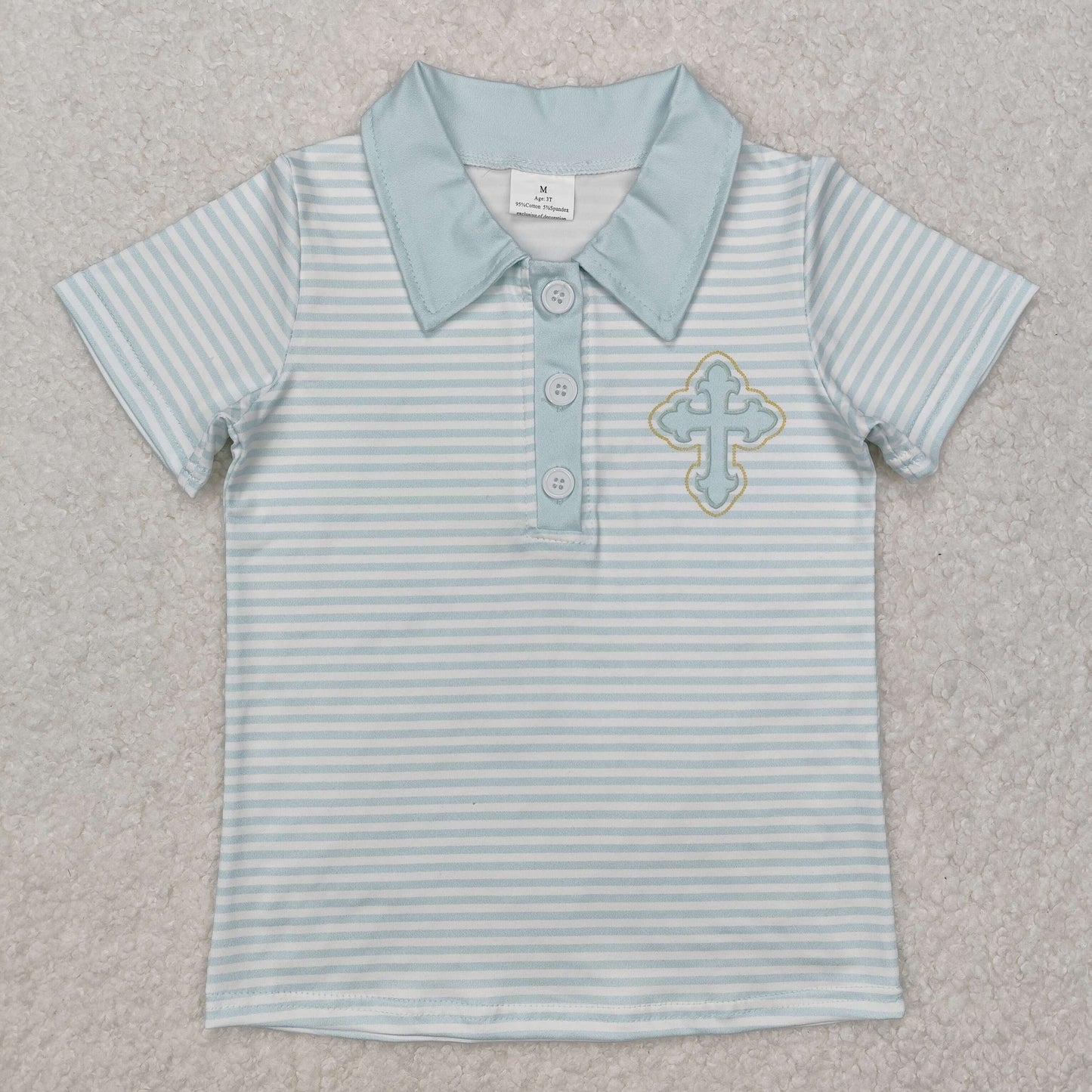 BT1045 Light Green Easter boutique Cross Polo short sleeve t-shirts baby boys boutique outfit 202501RTS