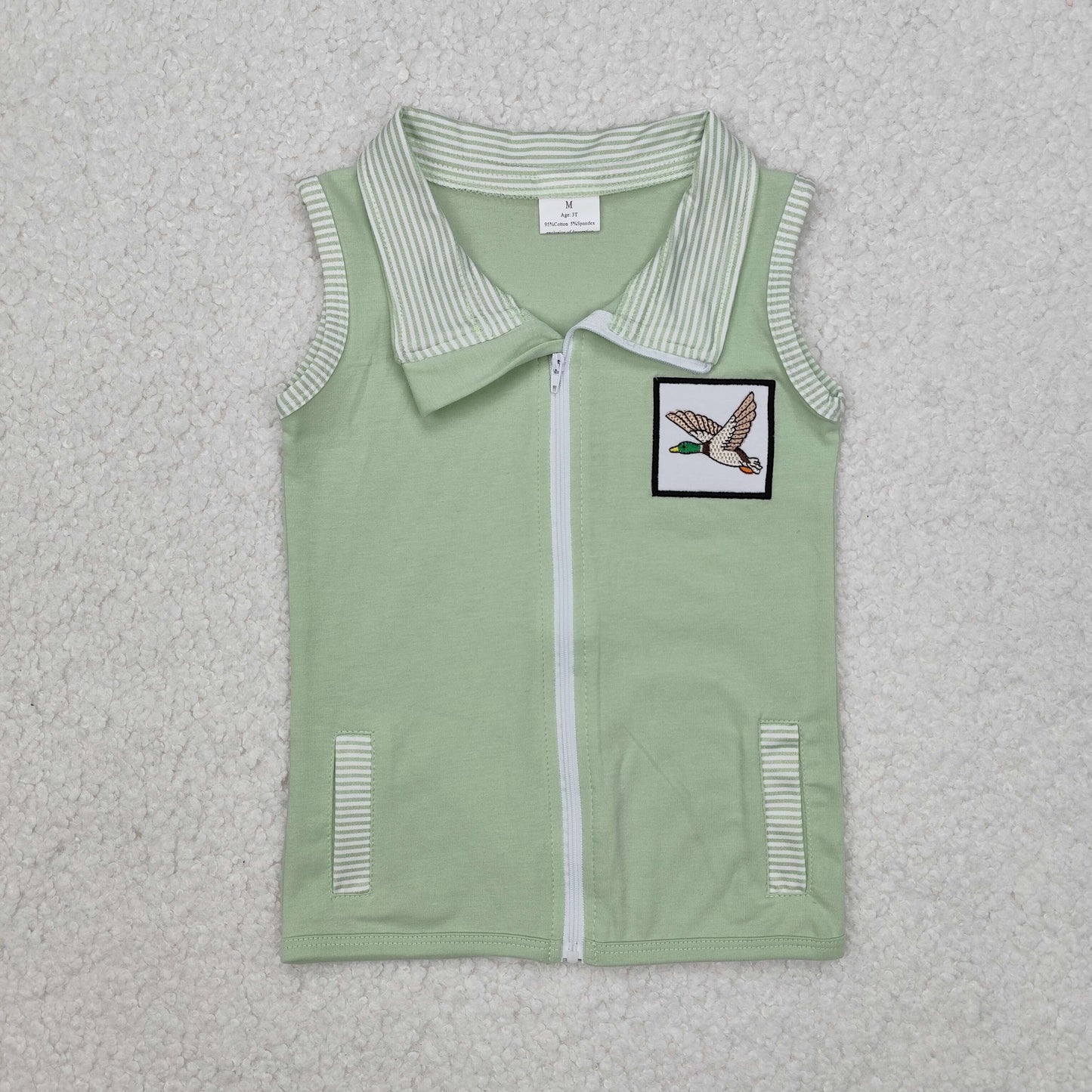 BT1071 Easter outfit sets Mint Green embroidery duck pattern sleeveless Waistcoat outfit RTS 202412