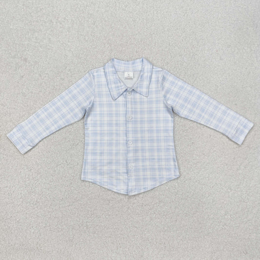 BT1075 Blue check Polo T-shirts Long Sleeve top RTS 202412