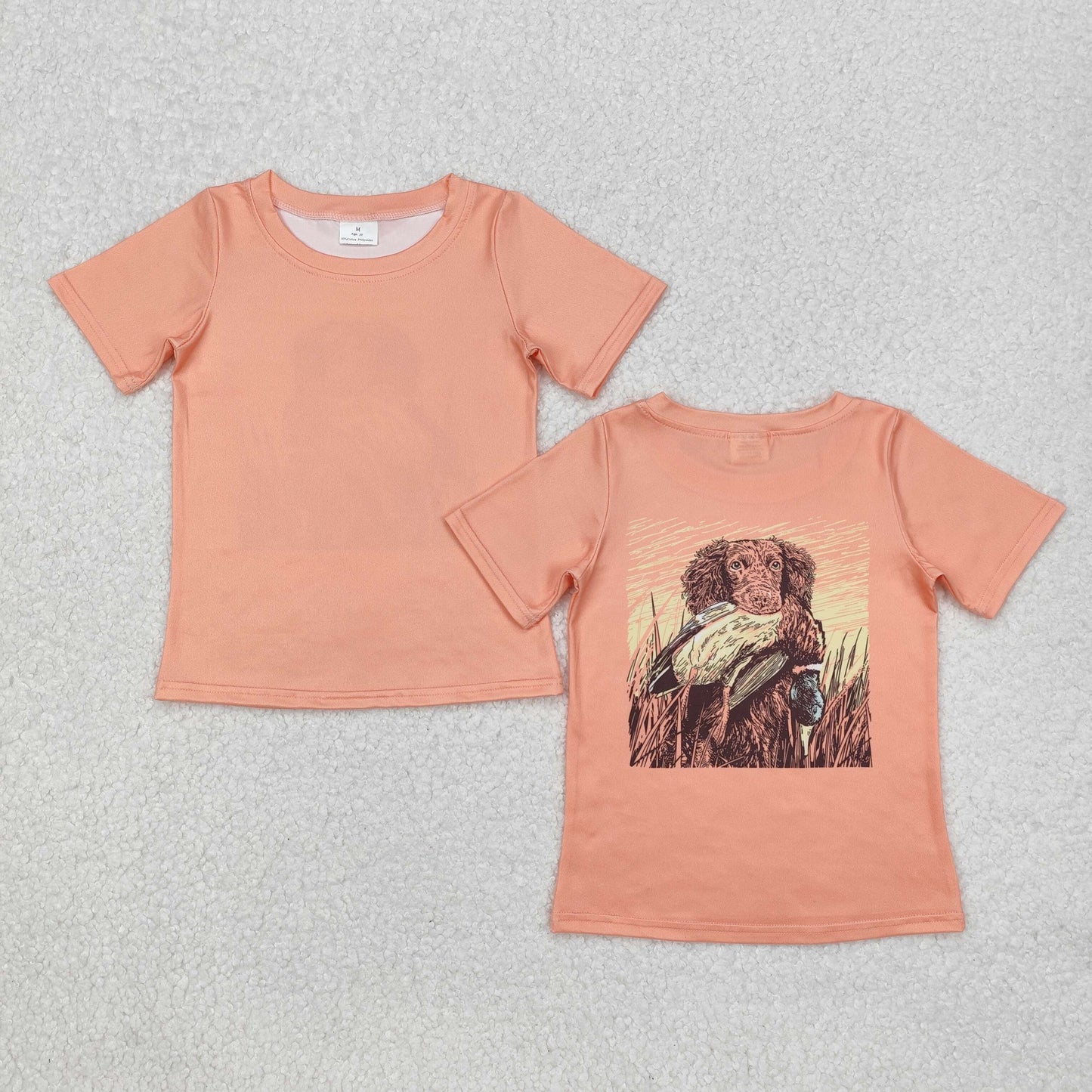BT1084 Puppy Printed Orange Short Sleeve Shirts summer outfit RTS 202412