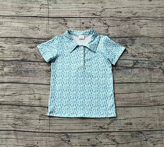 NO MOQ Preorder BT1113 Seahorse Blue Polo Short Sleeve Boys Top Shirts 202601