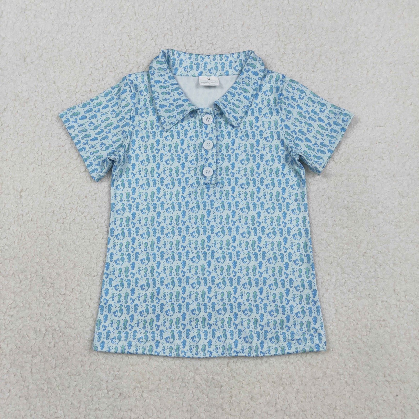 BT1113 Seahorse Blue Polo Short Sleeve Boys Top Shirts 202602 RTS