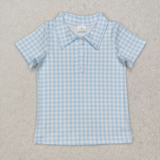 BT1125 Light green Polo Plaid short sleeve t-shirts baby boys boutique outfit 202501RTS