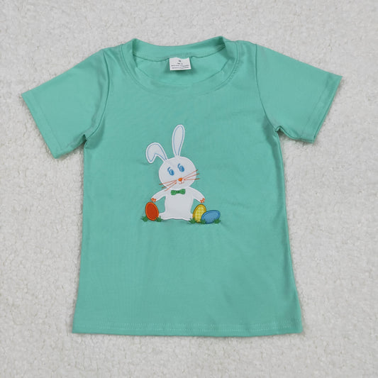 BT1132 Embroidered Easter Bunny Green short sleeve top shirts Boys Boutique outfits 202502 RTS