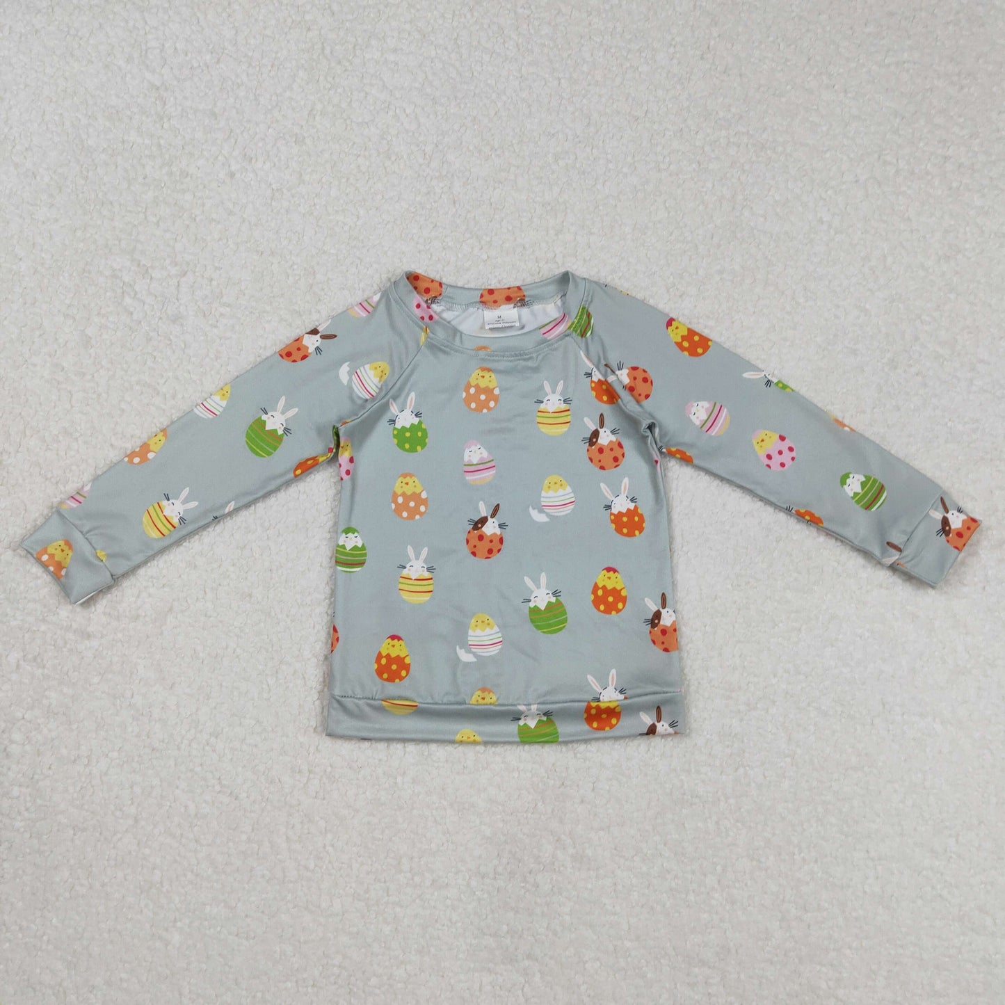 BT1137 Easter Bunnies Grey long sleeve top Boys boutique outfit 202502 RTS