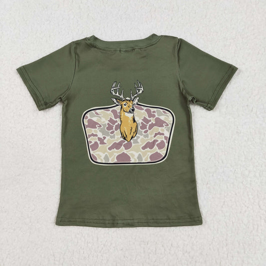 BT1148 deer hunting clothes grey green short sleeve shirts Boys Boutique outfit 202502 RTS