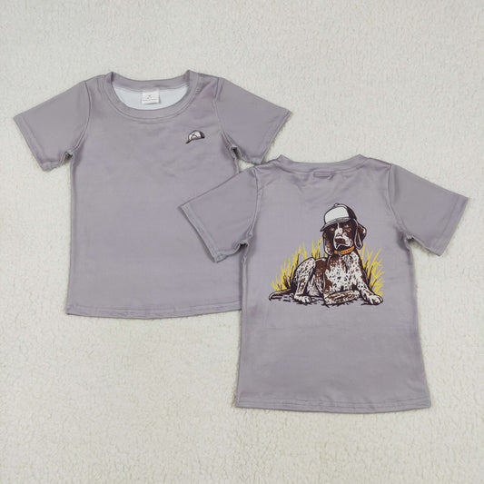 BT1149 Western rodeo Puppy Grey short sleeve shirts Boys Boutique clothes 202502 RTS