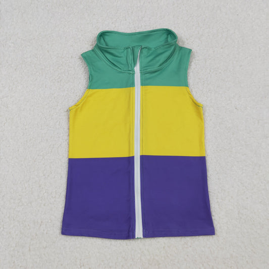 BT1157 Mardi Gras Stripe Boys Zipper Vest 202510 RTS
