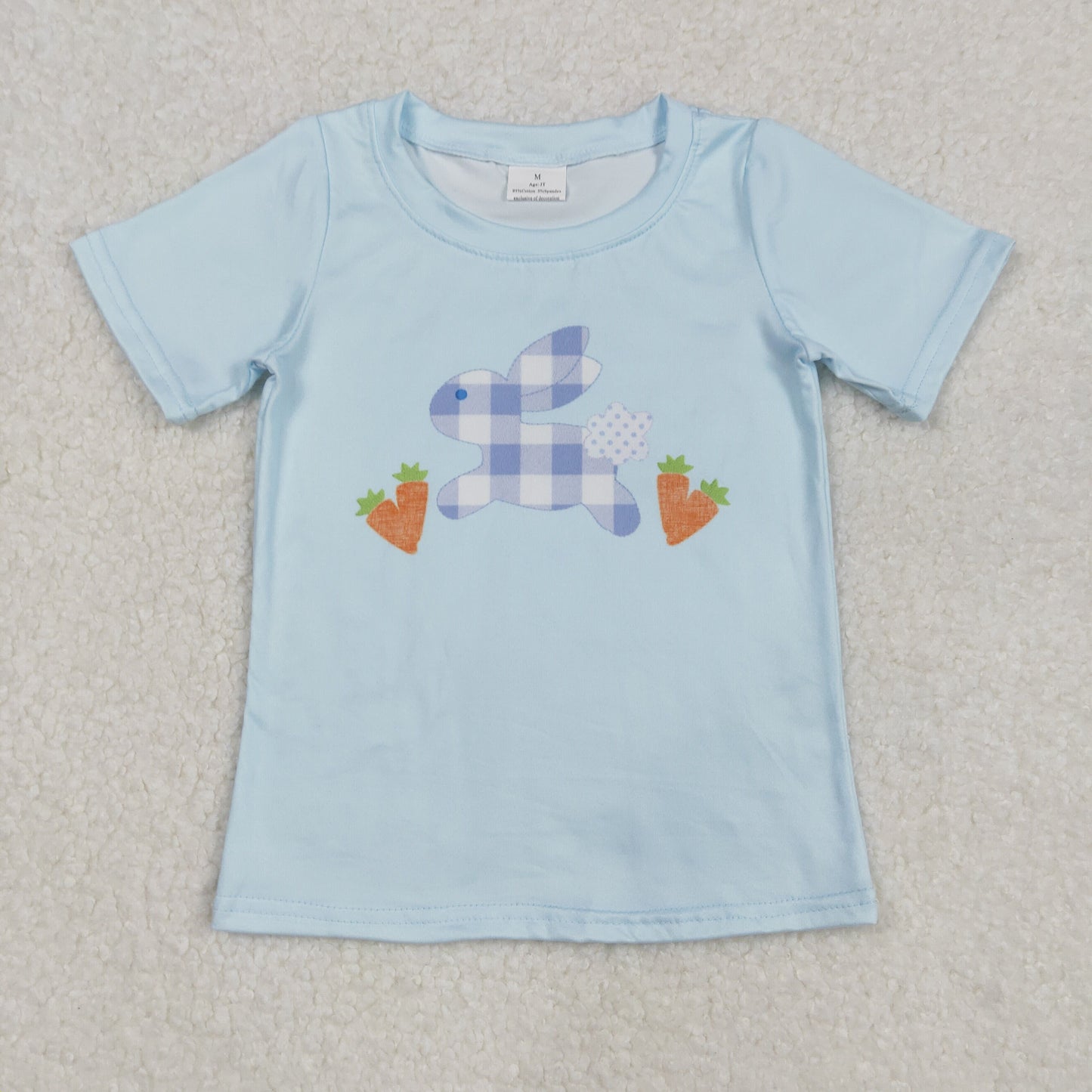 BT1166 Easter Bunny Carrots Light Blue short sleeve top shirts Boys Boutique outfits 202502 RTS