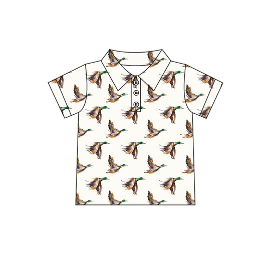 preorder BT1194 duck hunting off-white polo short sleeve top Boys Boutique outfit 202502