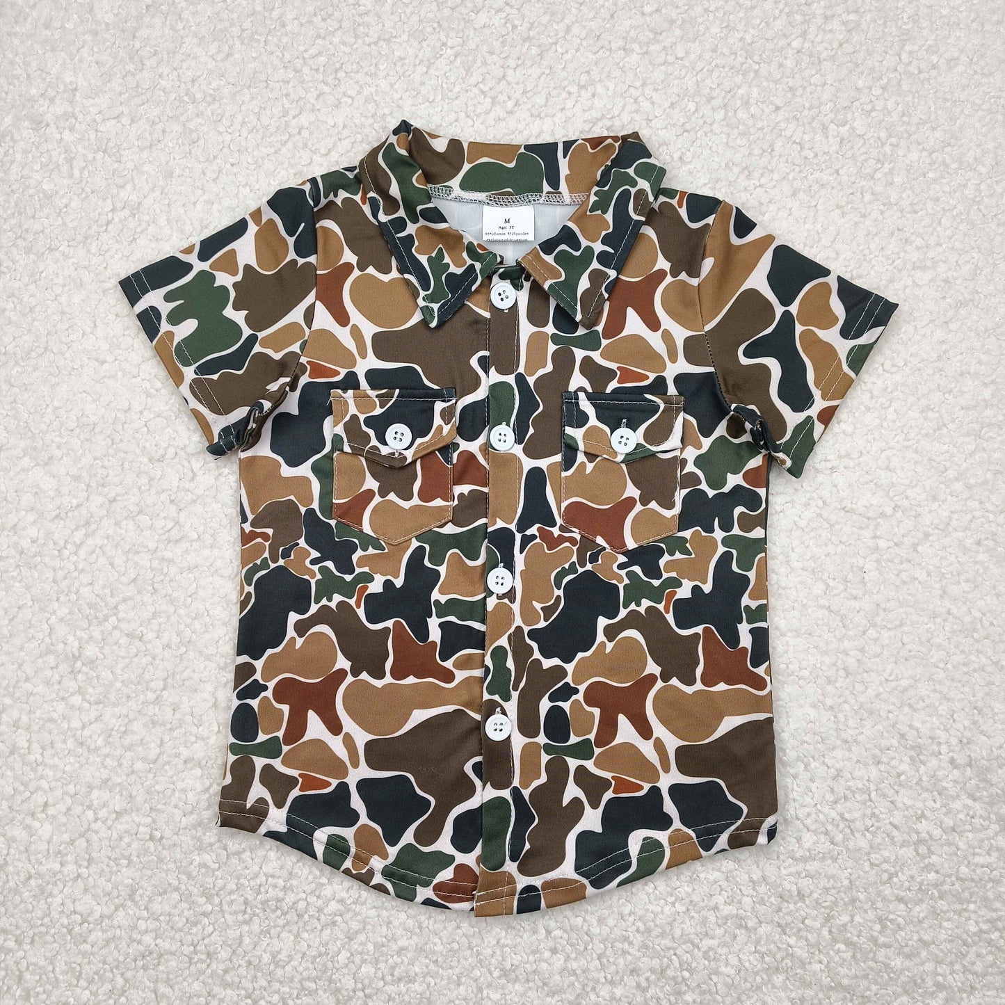BT1200 Camouflage Pocket Button Polo Short Sleeve Top Shirts Boys Boutique Outfits 202504 RTS