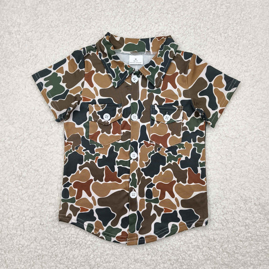 BT1200  Camouflage Pocket Button Polo Short Sleeve Top Shirts Boys Boutique Outfits 202504 RTS