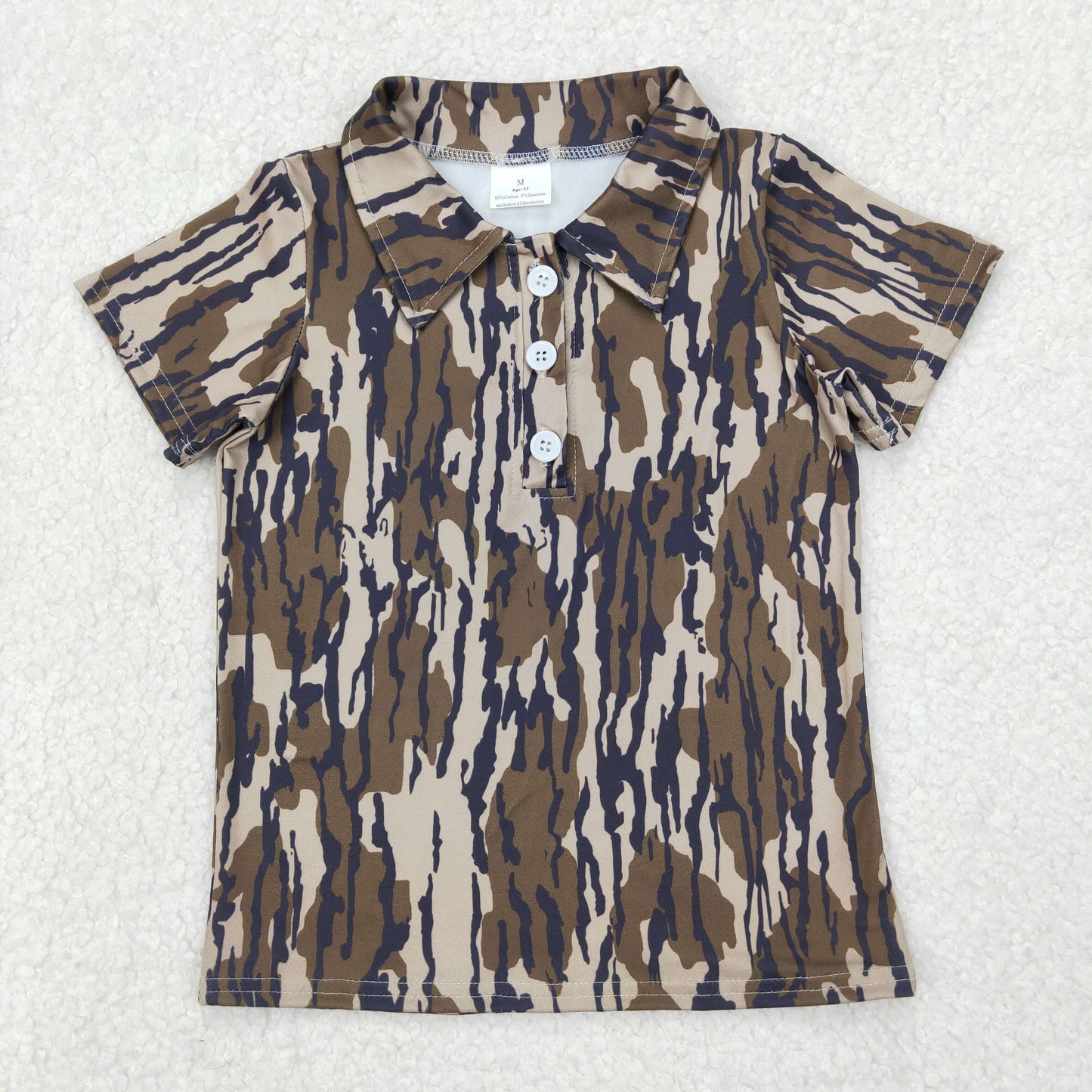 BT1207 Brown Leaf Leopard Polo Short Sleeve Top Shirts Boys Boutique clothes 202503 RTS